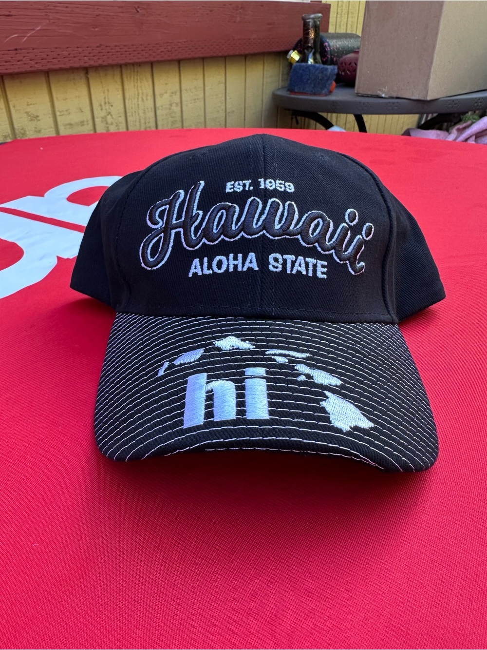 Black Hawaii Aloha State Embroidered Baseball Cap